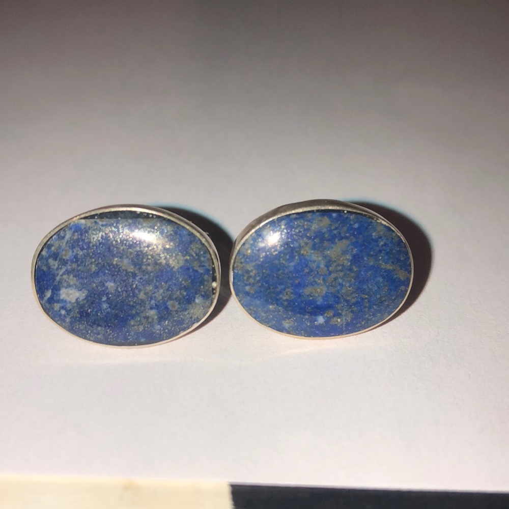Sterling Silver and Lapis Cuff Links.